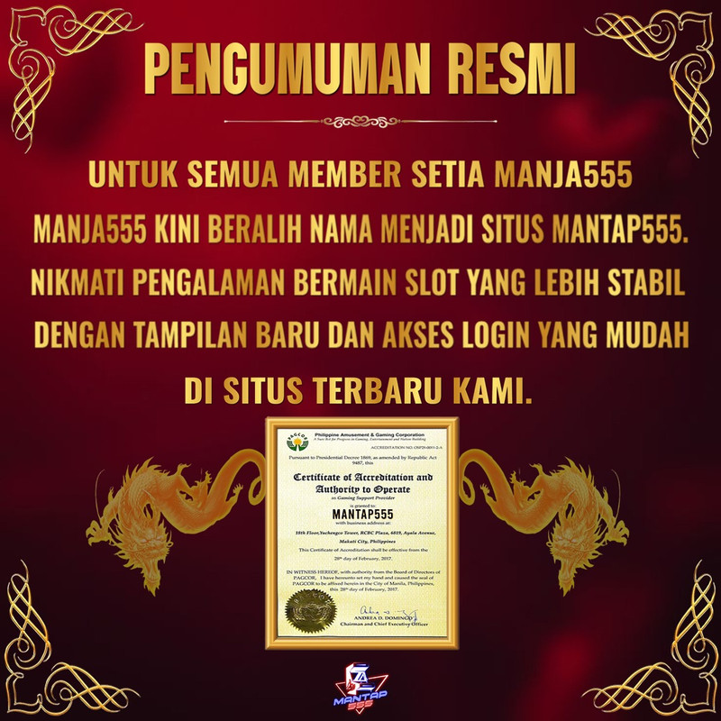 MANJA555 RESMI BERALIH KE SITUS MANTAP555 - SITUS SLOT GACOR TERPERCAYA HARI INI