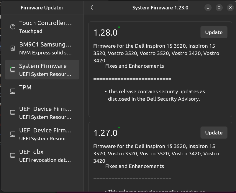 Mise a jour firmware ubuntu