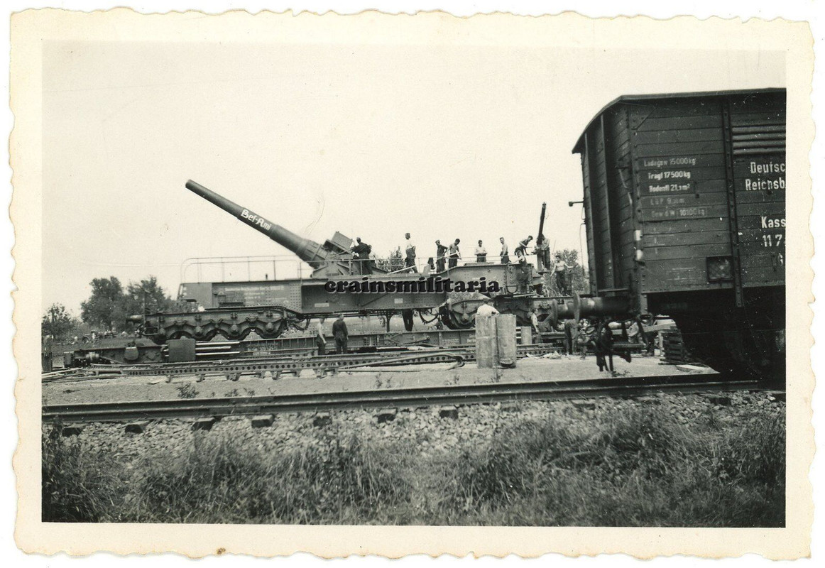 Orig. Foto schwere Eisenbahngeschütz b. Angriff auf Maginotlinie Frankreich 1940