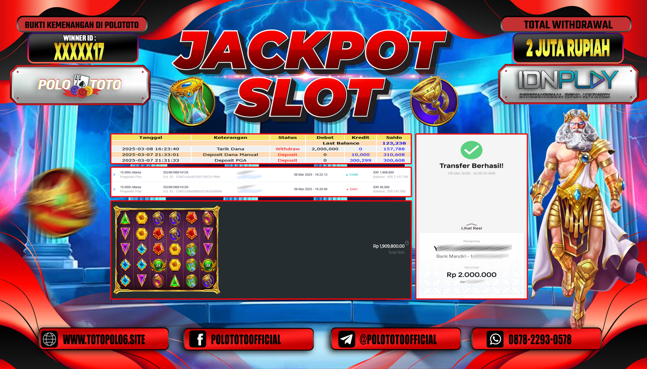 POLOTOTO JACKPOT SLOT 15.000X MANIA Rp.2.000.000,-