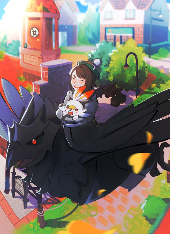 gloria-scorbunny-and-corviknight-pokemon
