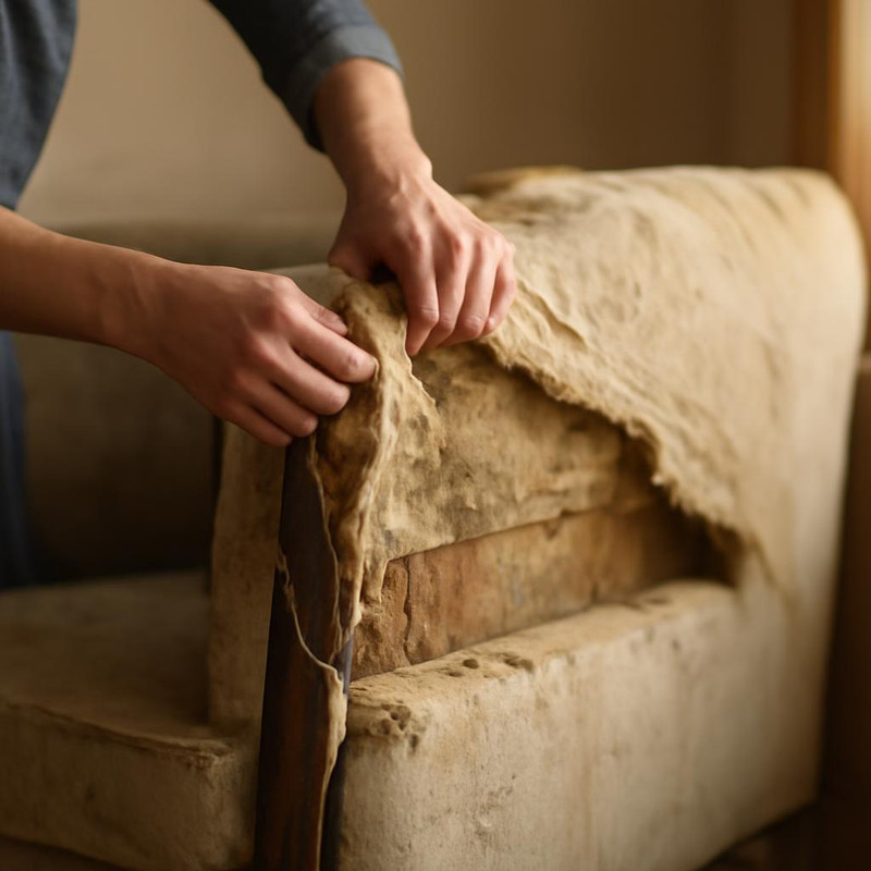 Подготовка дивана к перетяжке: разборка и снятие старой обивки