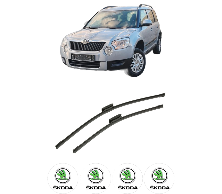 Set stergatoare auto SKODA YETI (5L) din 2009-2017, pentru parbriz auto, 2 bucati, Bosch Aerotwin Multi, din cauciuc siliconat rezistent, 4 Stickere Auto SKODA