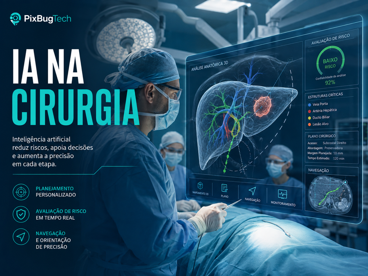 IA em cirurgias começa a reduzir riscos, mas o ganho real está no planejamento não no mito da máquina autônoma