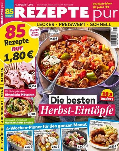Cover: Rezepte pur Magazin November No 11 2023