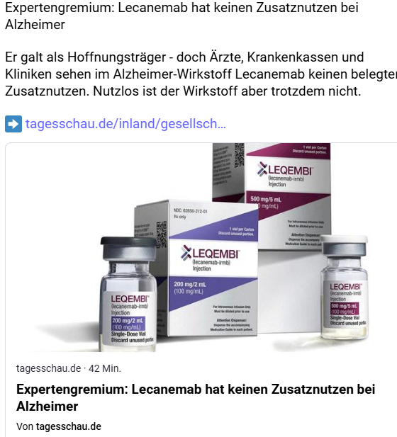Kein Zusatznutzen durch Lecanemab bei Alzheimer
