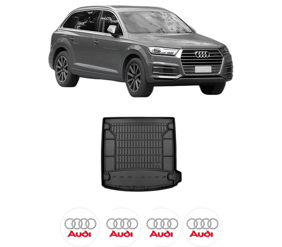 Tavita Portbagaj AUDI Q8 din 2018, Protectie Portbagaj Auto, 4x Stickere auto cu AUDI