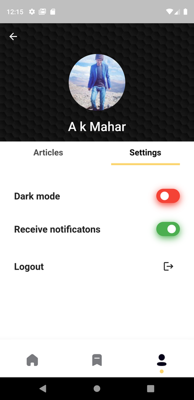 Settings screen