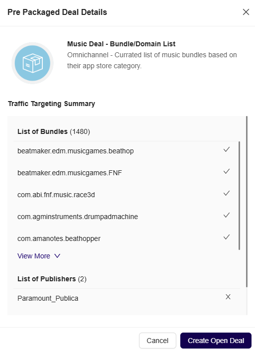 Pre Packaged Deal Details Dialog Box