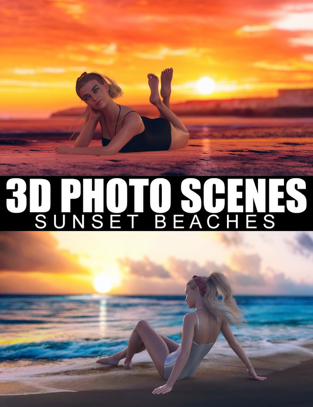3D Photo Scenes - Sunset Beaches