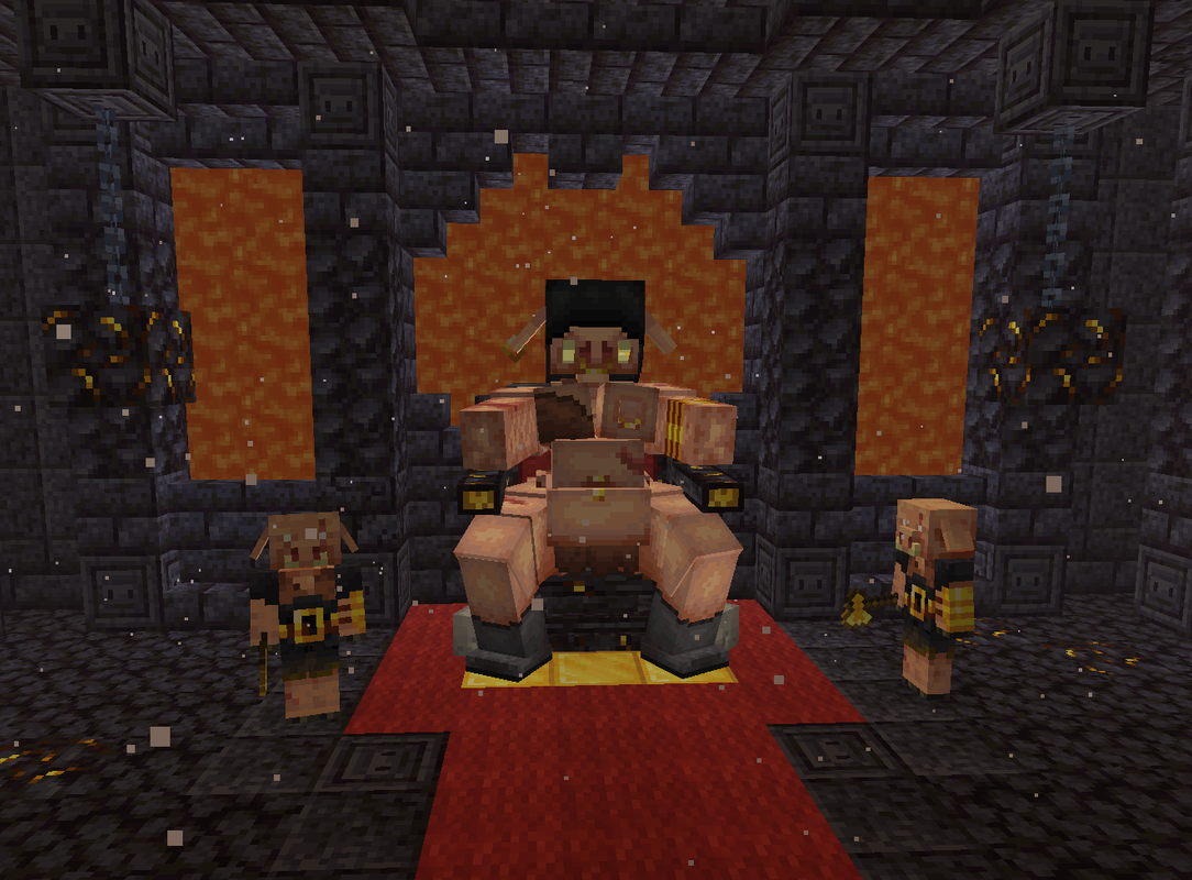 Piglin Royal with two Piglin Brutes