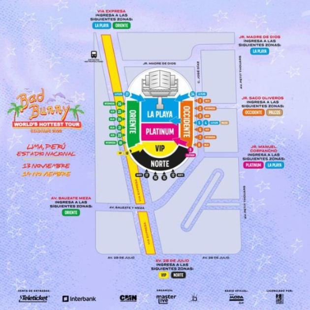 Bad Bunny Cronograma y todas las para sus conciertos