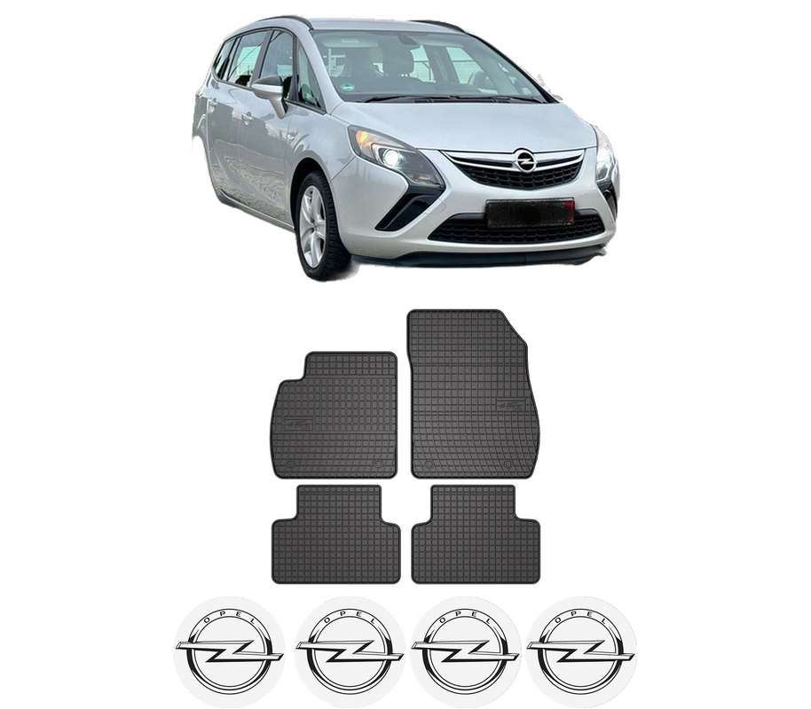 Set covorase presuri OPEL ZAFIRA TOURER C VAN (P12) din 2012-2013, auto, din cauciuc thermoplastic, 4 Stickere auto cu OPEL