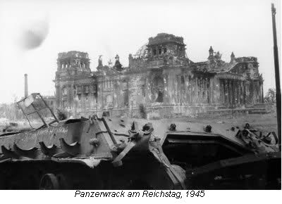 Un panzer destruido frente al Reichstag