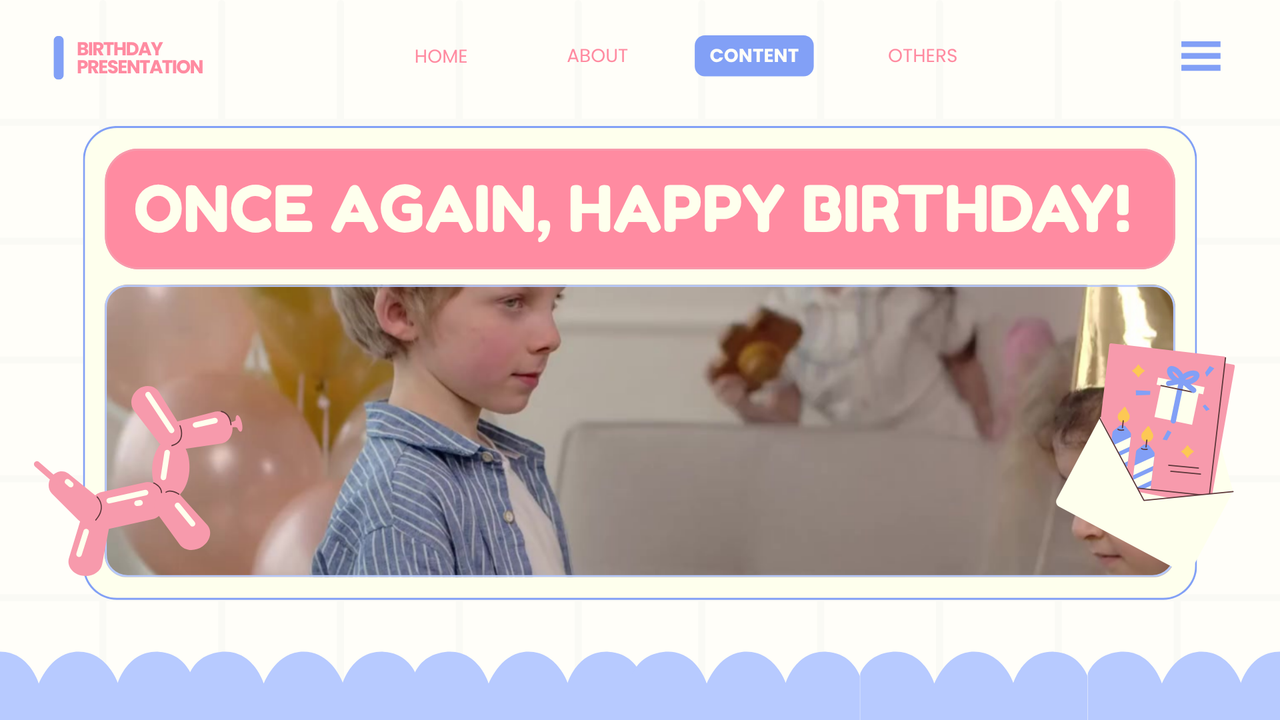 Blue and Pink Illustrative Playful Birthday Presentation