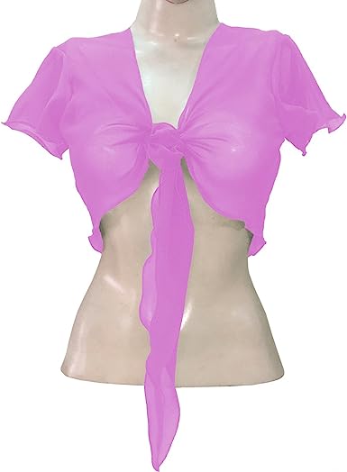 Women's Chiffon Choli Blouse Short Sleeve Tie Crop Top Shrug Belly Dance Gypsy - Bild 37 von 63