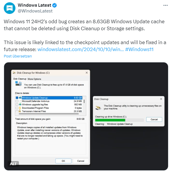 Windows 11 24H2 undeletable files in update cache