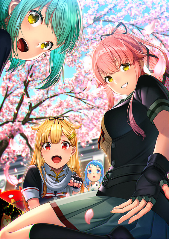 yuudachi-samidare-yuubari-yura-and-enemy-lifebuoy-kantai-colle