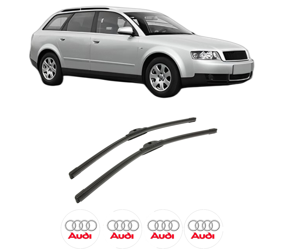 Set stergatoare auto AUDI A4 B6 Avant (8E5) din 2001-2004, pentru parbriz auto, 2 bucati, Bosch Aerotwin, din cauciuc siliconat rezistent, 4 Stickere Auto AUDI