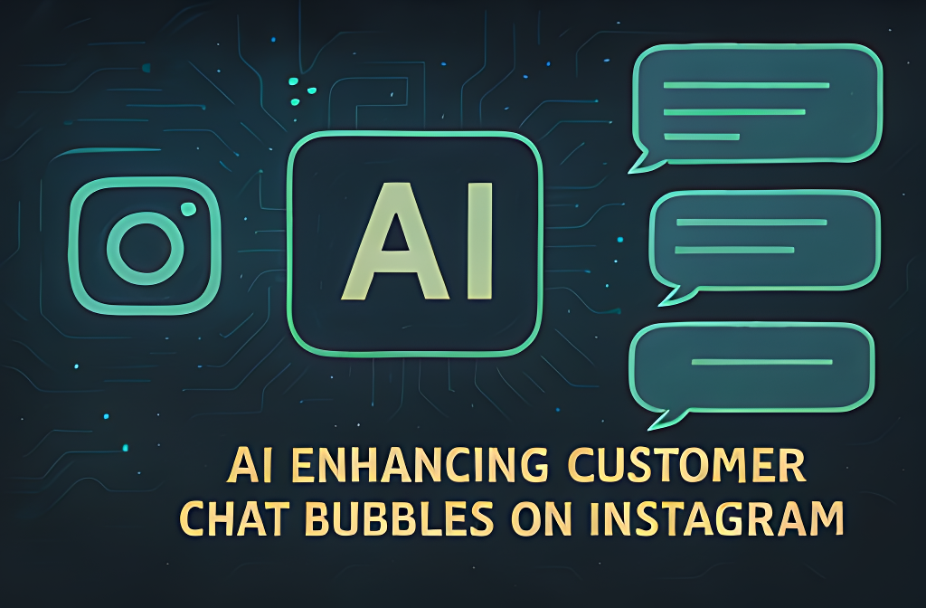 AI technology improving Instagram customer chat experience with futuristic interface and chat bubbles