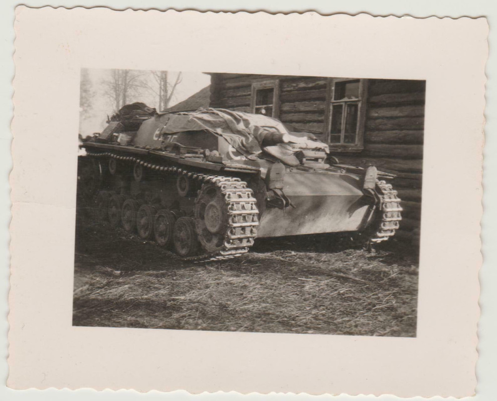 Russland, Panzer, deutsches Sturmgeschütz mit Truppenemblem