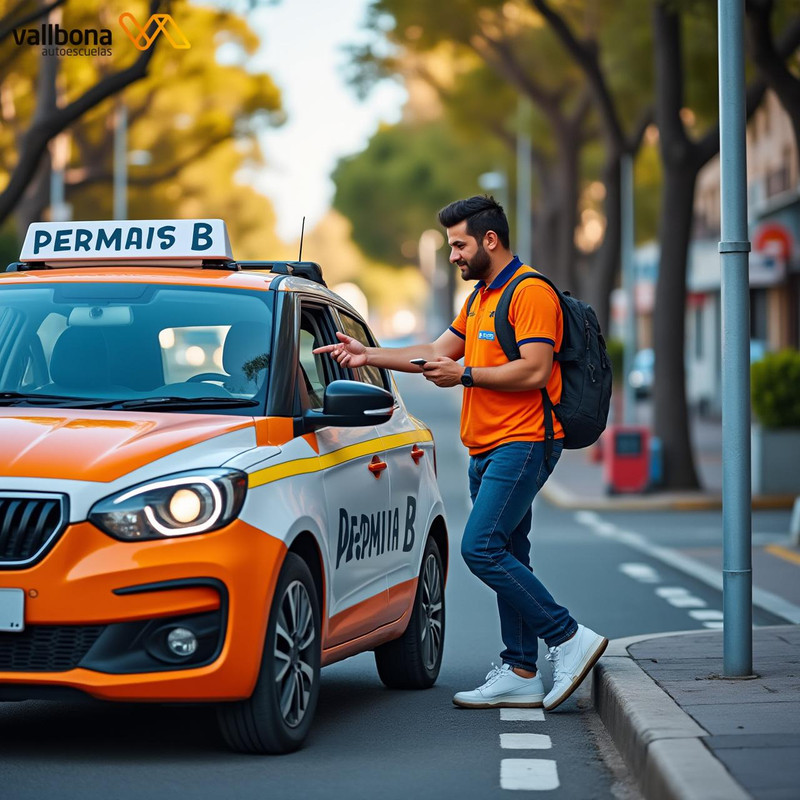 permit b training car in valencia instructor explaining parking technique to student realistic str