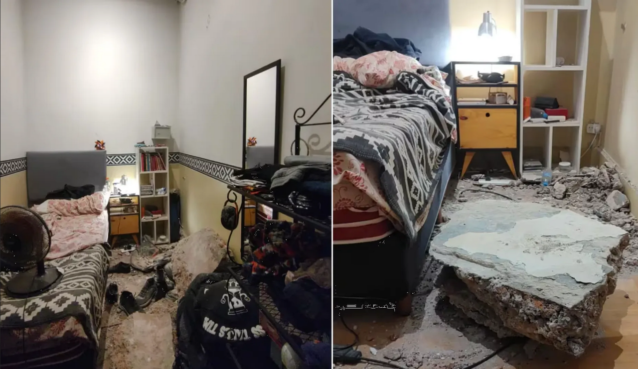 Imágenes impactantes: se derrumba el techo de una casa y deja a un joven en shock