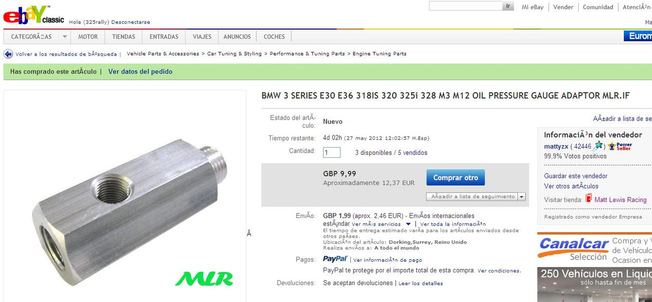 Adaptador pressió d'oli