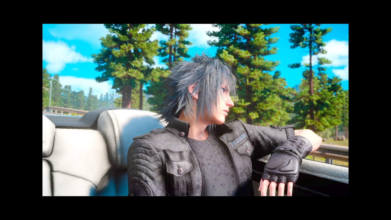 noctis gazing out of the car