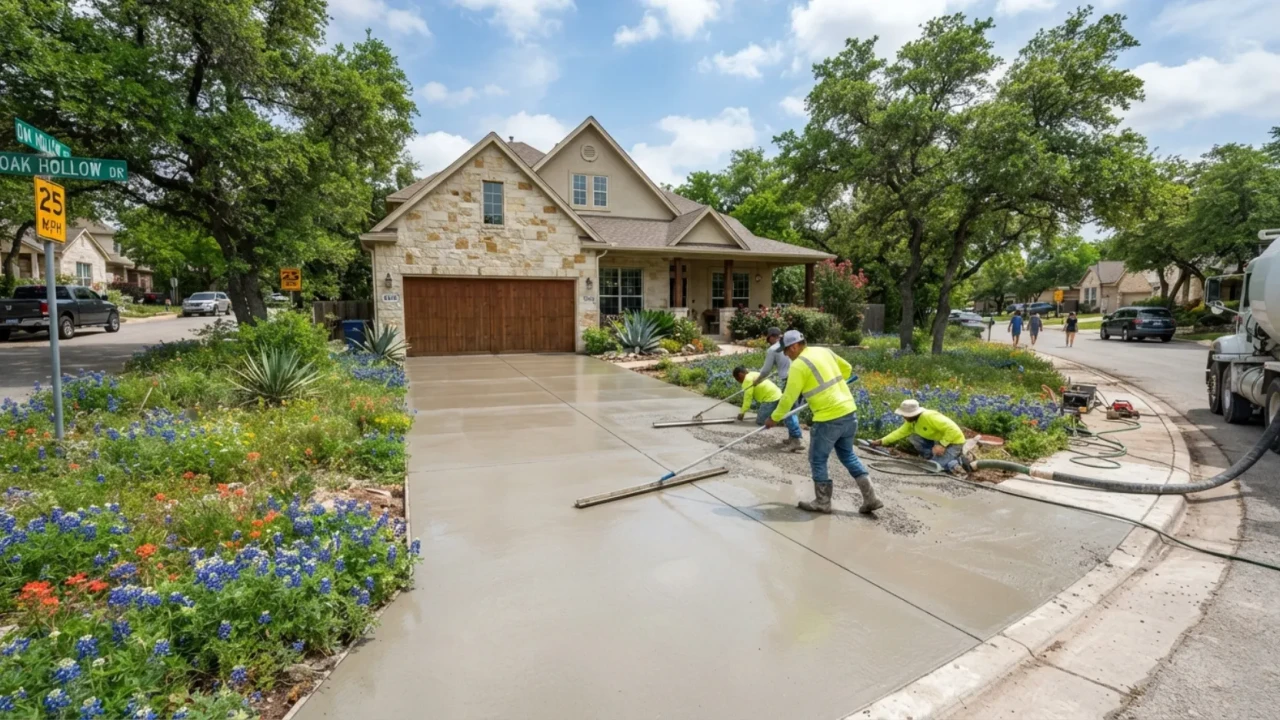 Spring concrete driveway pour San Antonio Bexar County