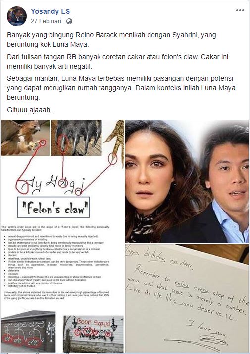 Tulisan tangan Reino Barack berhasil dibaca kepribadiannya oleh ahli grafologi