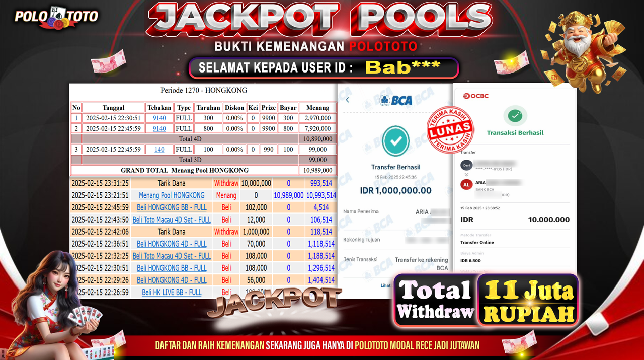 POLOTOTO JACKPOT TOGEL PASARAN HONGKONG Rp.11.000.000,-
