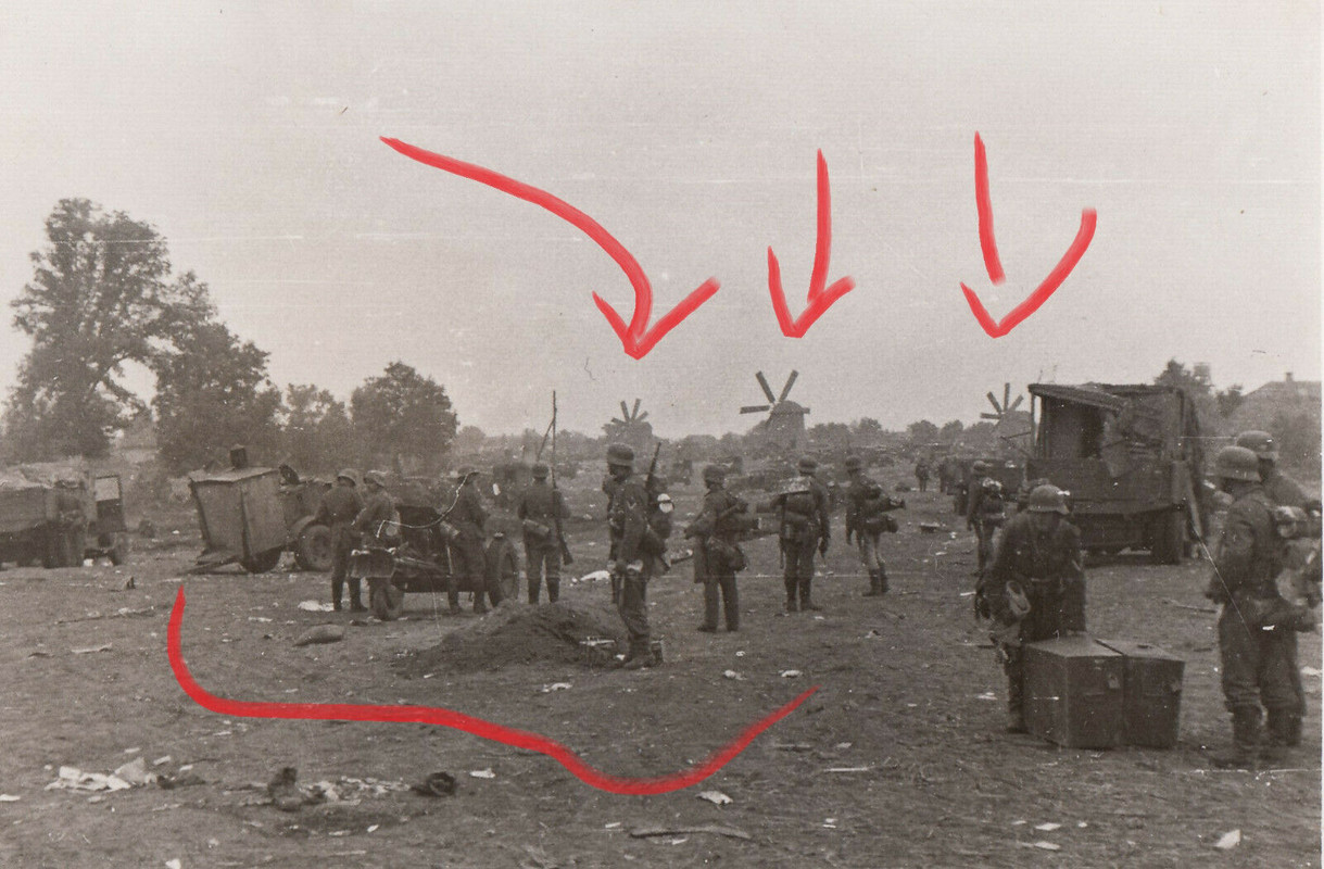 Foto Soldat Kampftruppen Windmühle windmill Oschika Rußland Frontkämpfer