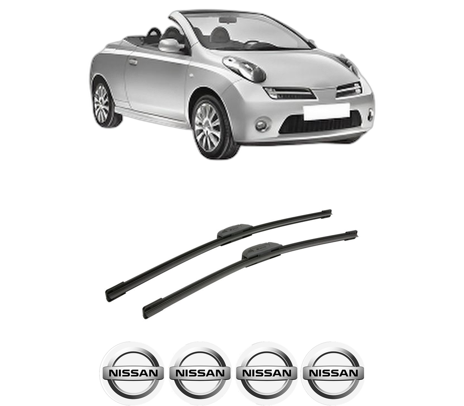 Set stergatoare auto NISSAN MICRA C+C III (K12) din 2005-2010, pentru parbriz auto, 2 bucati, Bosch Aerotwin Retrofit, din cauciuc siliconat rezistent, 4 Stickere Auto NISSAN