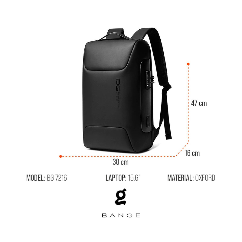 0007674 bange 7216 fashionable anti theft waterproof laptop travel backpack