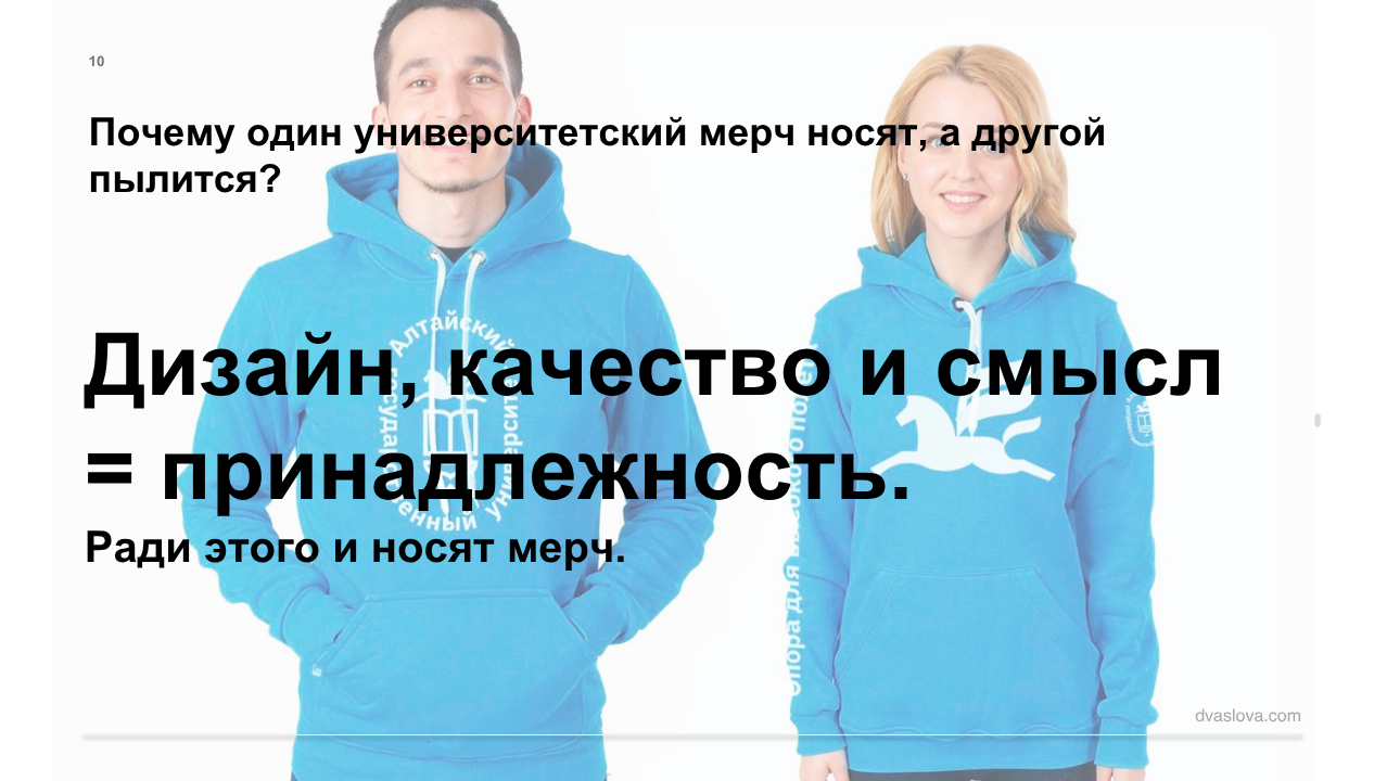Слайд: почему один мерч носят, а другой пылится