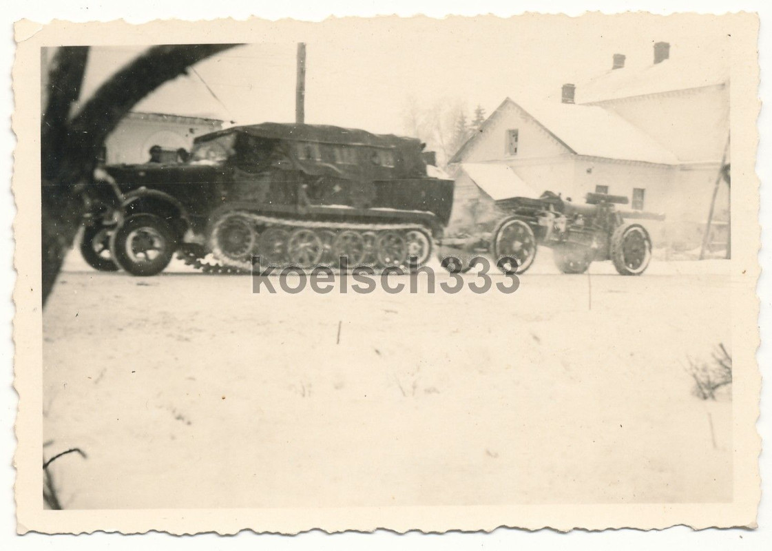 Foto Panzer Halbkette Artillerie Geschütz Zugmas