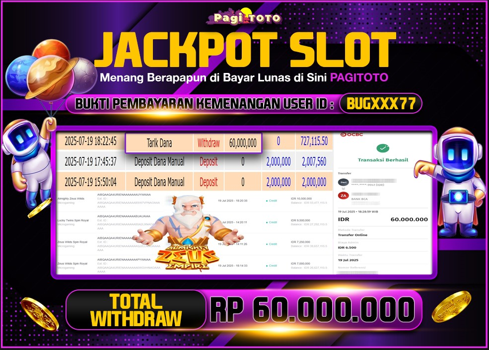 HAPPY JACKPOT MEMBER PAGITOTO SLOT ALMIGHTY ZEUS WILD Rp 60.000.000-, - LUNAS