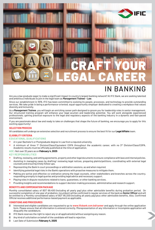 IFIC Bank MTO (Law) Job Circular 2025