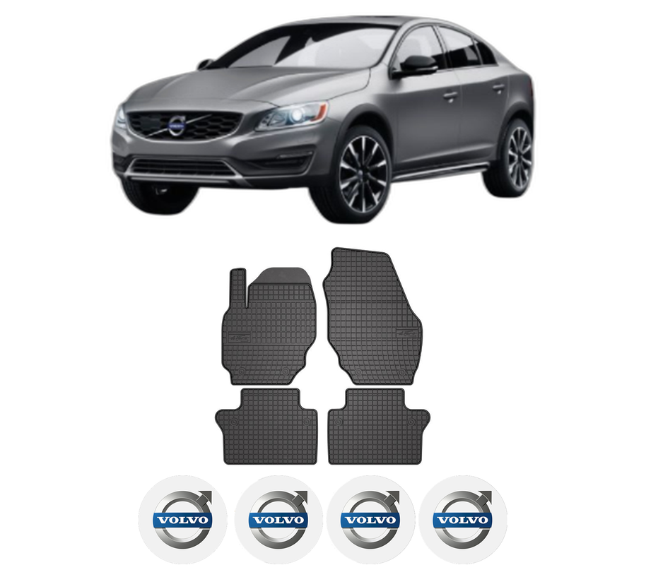 Set covorase presuri VOLVO S60 II Cross Country (134) din 2015-2018, auto, din cauciuc thermoplastic, 4 Stickere auto cu VOLVO