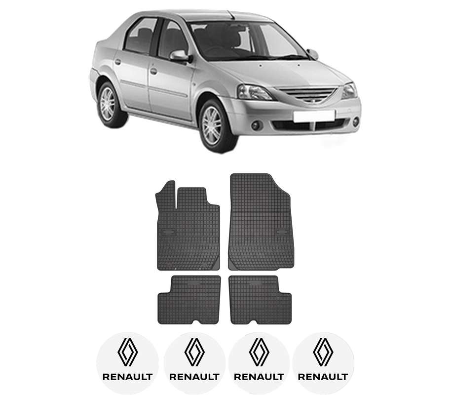 Set covorase presuri RENAULT LOGAN I (LS_) din 2004-2015, auto, din cauciuc thermoplastic, 4 Stickere auto cu RENAULT