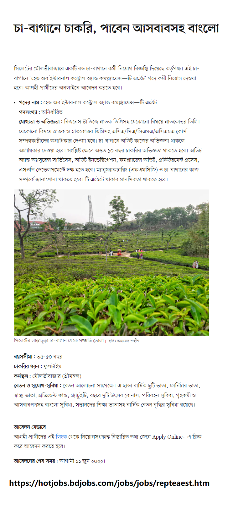 বাংলাদেশ চা বাগানে চাকরির নিয়োগ বিজ্ঞপ্তি ২০২২ 3 চা বোর্ডে নিয়োগ বিজ্ঞপ্তি ২০২২