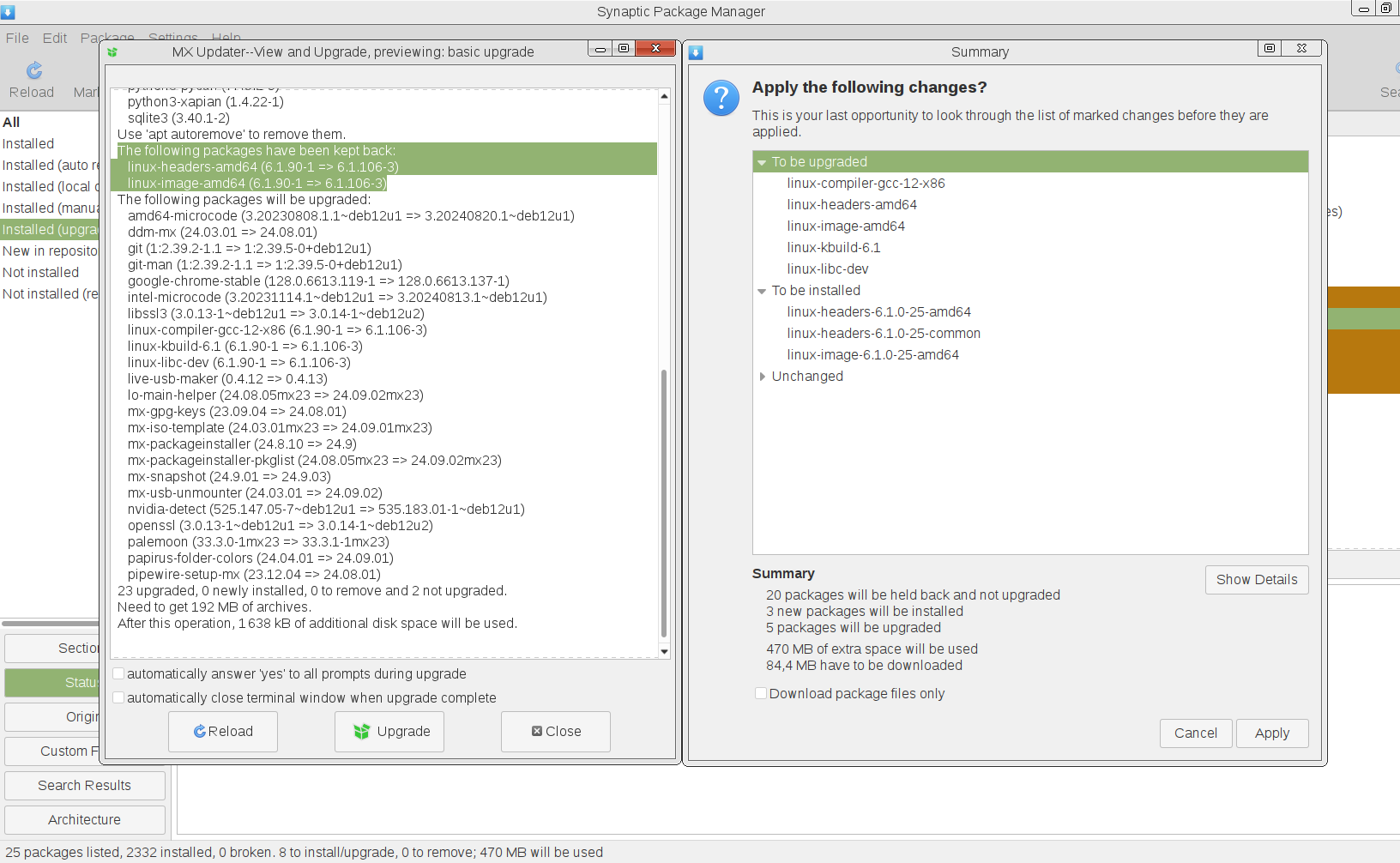 Mx updater vs synaptic and debian kernel update postimages
