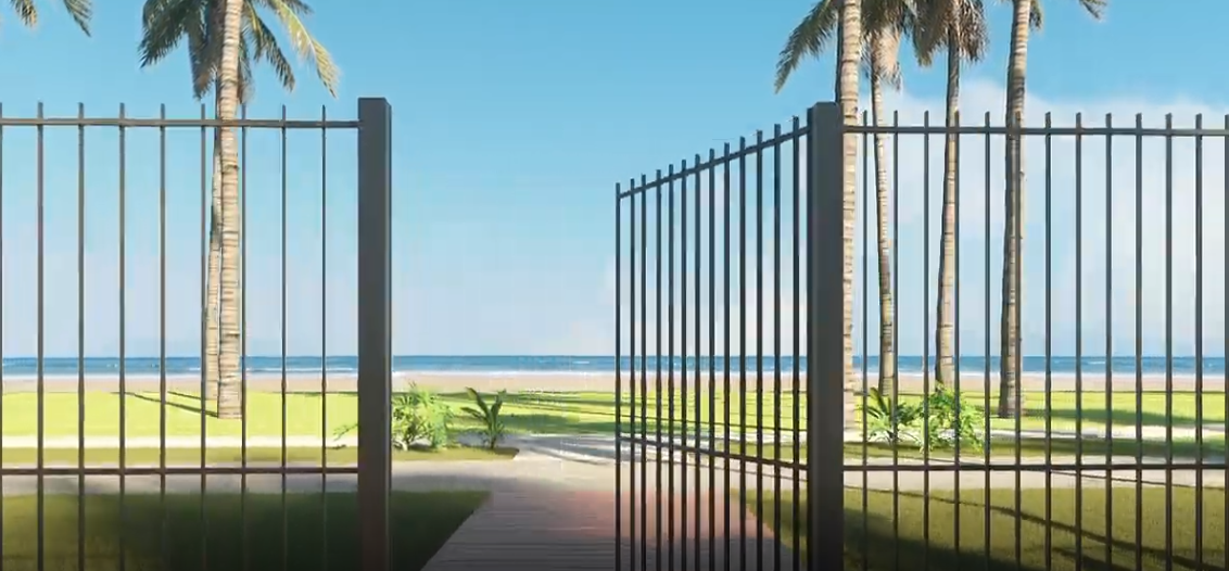 Caminho exclusivo e protegido para a praia
