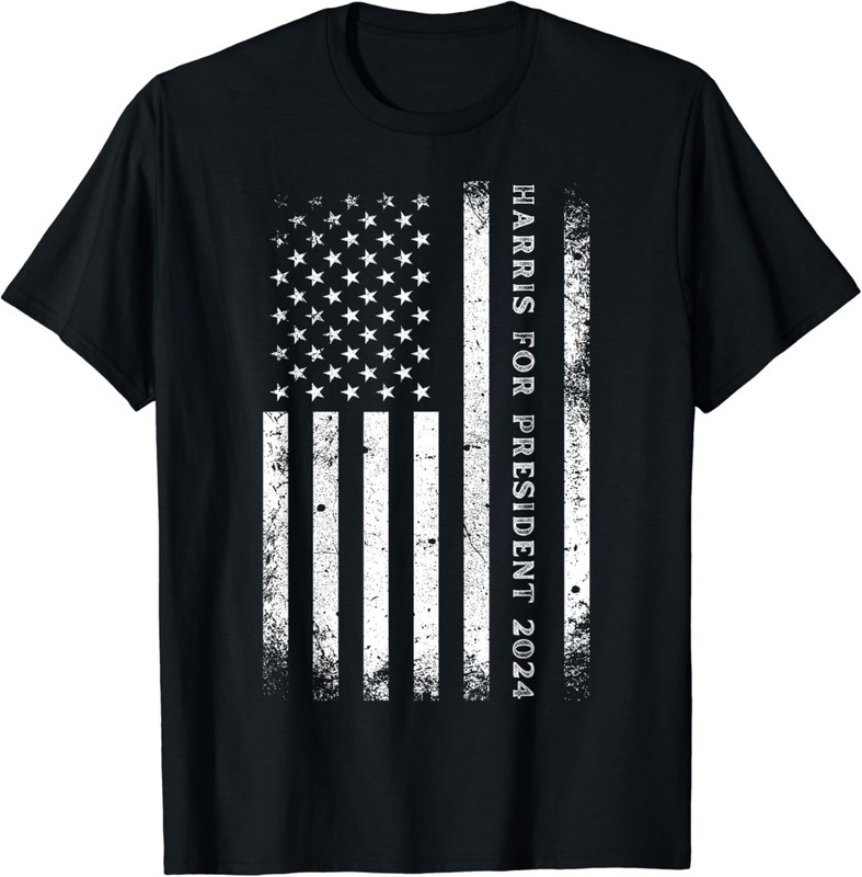 US Flag Vintage Harris For President 2024 Vote Kamala Unisex T-Shirt