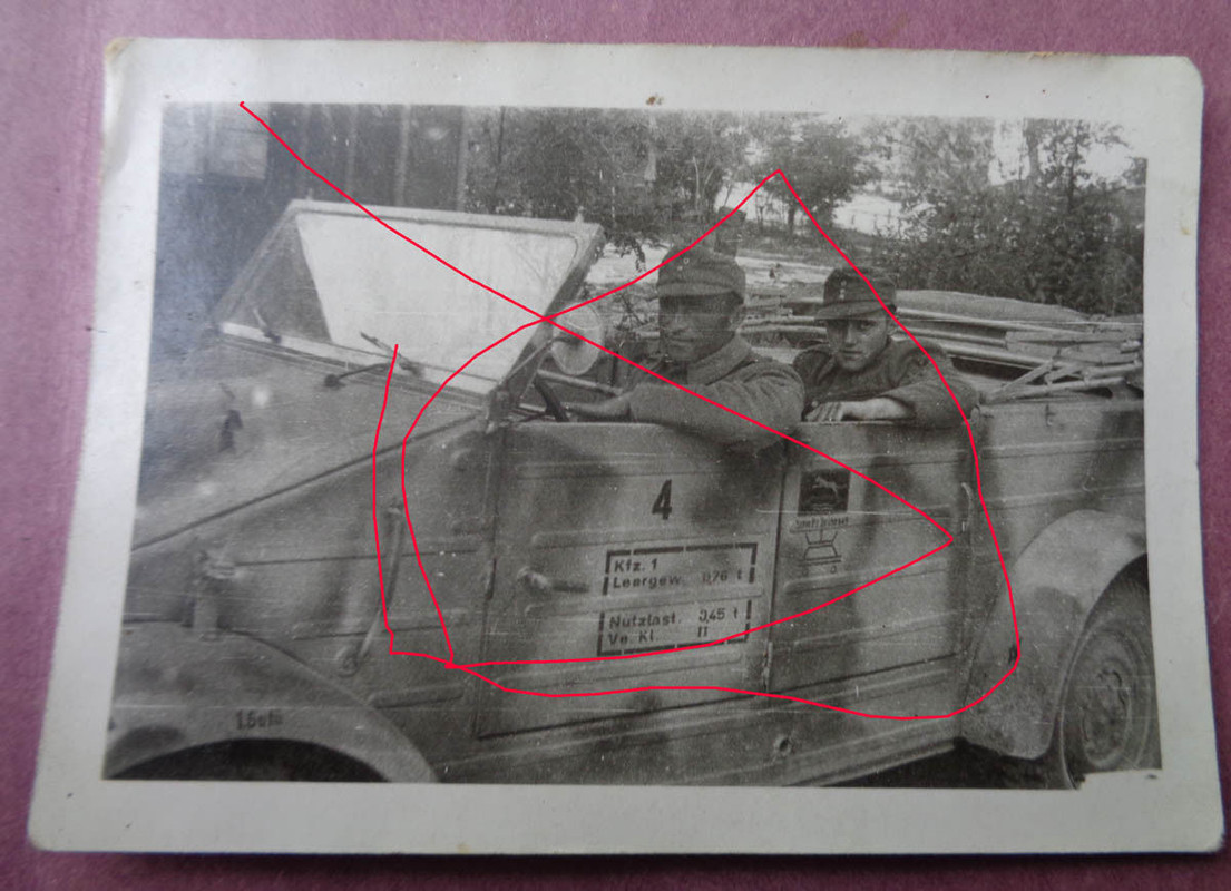 original Foto VW 82 KübelwagenTruppenkennung Panzer Pio.Btl. 675