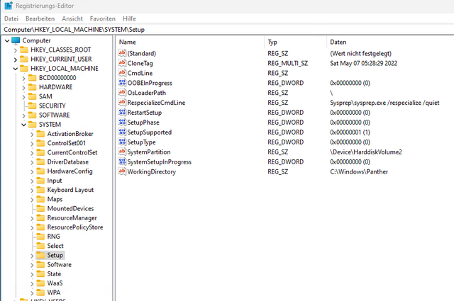 Windows 11-Setup-Options Registry