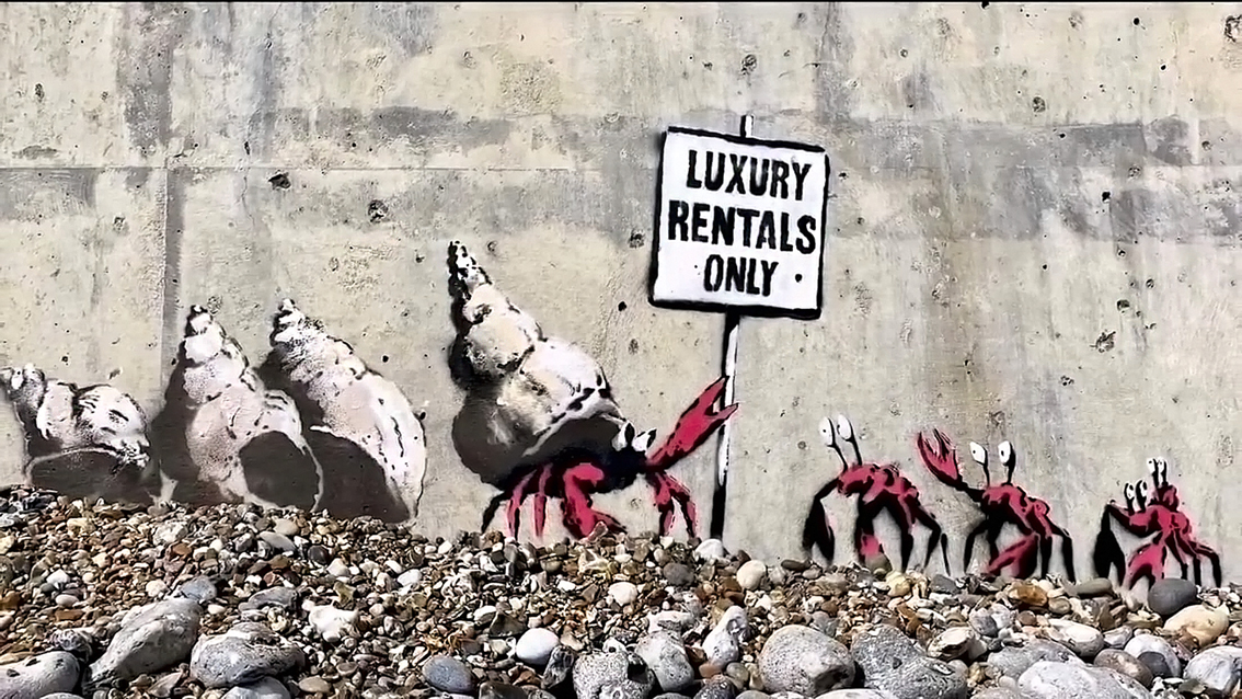 BANKSY LUXURY RENTALS ONLY GRAFFITI POLITICAL ART GICLEE PRINT