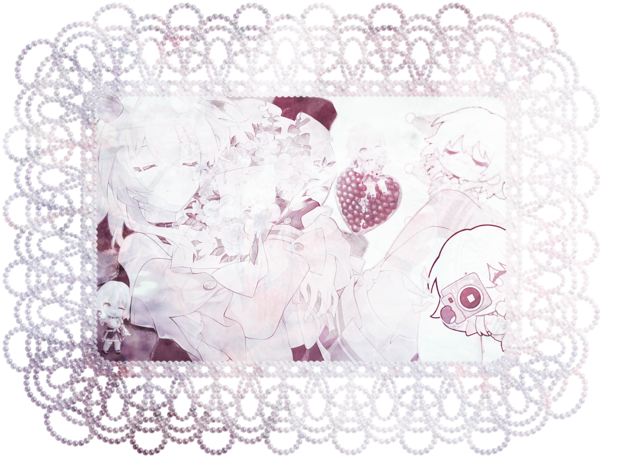 A beautiful rectangular decal filled with a collage depicting March 7th from Honkai: Star Rail with pastel overlays over it.