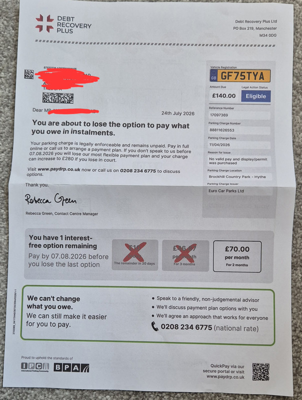 debt collection letter Front